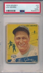 1934 GOUDEY #37 LOU GEHRIG - PSA 1(MK) PR (SVSC) - FRESHLY GRADED! - Picture 1 of 2