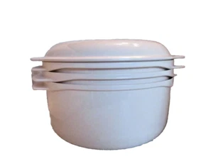 Cocina apilable para microondas Tupperware de 4 piezas 3 cuartos, 1 3/4 cuartos, calendario con tapa ALMENDRA - Imagen 1 de 12