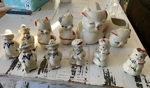 VINTAGE Shawnee Pottery Farm Salt and Pepper Shakers Cream Sugar Set Lot Of 11 - Picture 1 of 5