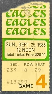 1988 MINNESOTA VIKINGS VS PHILADELPHIA EAGLES TICKET STUB REGGIE WHITE 4 SACKS - Picture 1 of 2
