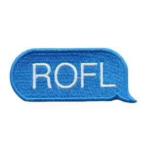 ROFL Blue Text Bubble Embroidered Iron On Patch - Picture 1 of 2