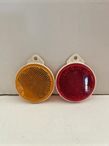 NOS Bike Frame Reflector Set GEM 90 Amber & Red SAE-A-74 DOT Schwinn 2-1/4" dia - Picture 1 of 2