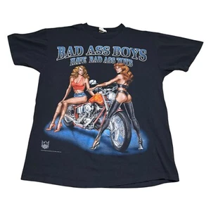Camisa vintage 1993 CMJ American Biker Bad Ass niños pin up niña adulto grande - Imagen 1 de 6