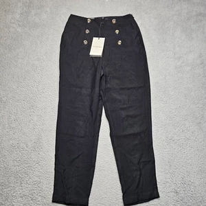 Pantalones Who What Wear para mujer 2 negros frente plano tobillo cónico mezcla de rayón - Imagen 1 de 20