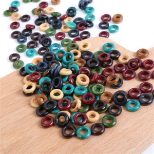 Lot of 100 Loose Beads Wood Circle Ring Dreadlock Hair Beads Wooden Inner 8mm - Bild 1 von 5