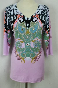 Damen Pullover Pulli Oberteil Animalprint Ornamente Perlen Viskose IMAGINI Gr.38 - Bild 1 von 7