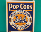 Boîte à pop-corn de marque Jolly Time années 1930 épicerie ville natale Manitowoc WI Chas Cizek neuf dans son emballage d'origine
