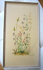 flowers picture signed behind glass framed 36x20 approx. 50s