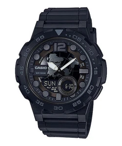 Casio AEQ100W-1BV, Digital/Analog Combo, 3 Alarms, 30 Telememo, Resin, NEW - Picture 1 of 2