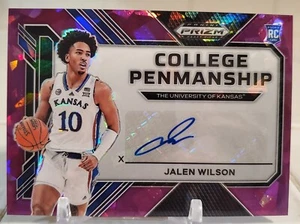 2023 Prizm Purple JALEN WILSON AUTOGRAPH AUTO Rookie Card #/99 KANSAS BROOKLYN - Picture 1 of 2