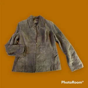 Relativity Women's Medium Brown Suede 100% Leather Jacket Zipper Pockets - Picture 1 of 8