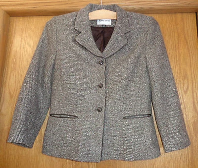 CHAQUETA MUJER TALLA 10 - BLAZER TWEED MARRÓN BRILLANTE - Albert Nipon - Mezcla de lana  Foto 1 de 4