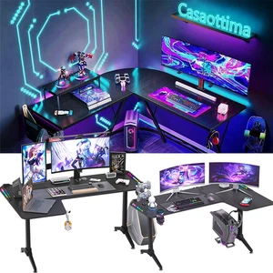 Mesa Gaming Forma L con LED XXL Mesa Escritorio Esquinero Mesa Ordenador 162CM - Imagen 1 de 14