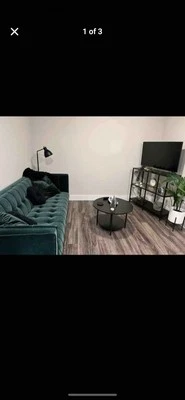 Green Velvet Couch - Image 1 of 3