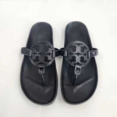 Женские удобные сандалии Tory Burch Miller Cloud стринги черная кожа размер 6 M б/у в отличном состоянии - Изображение 1 из 4