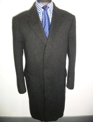100% PURE WOOL CROMBIE OVERCOAT JACKET COAT L Grey Military Suit TRENCH Blazer - Image 1 of 4