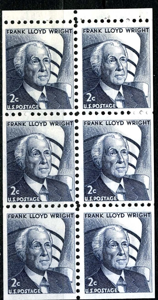 SC# 1280c - 2¢ Frank L. Wright  Booklet  Mint NH Pane of 6 - Image 1 of 1