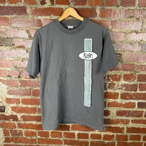 Vintage Korn Shirt Mens Large Gray Band Tee Graphic Double Sided Made USA 90s - Picture 1 of 9