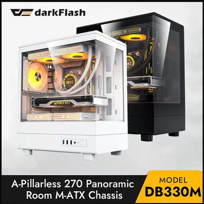 Darkflash DB330M PC Case M-ATX Double-Sided Glass 270° View Gaming Computer - Image 1 of 4