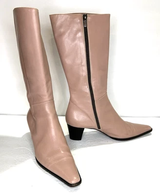 Botas Fratelli Rossetti Cuero Punta Tacón Mujer 38.5 8.5 Rosa Desnudo Cremallera Foto 1 de 4