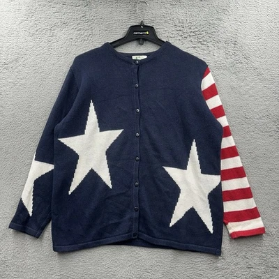 Vintage 4th of July American Flag Sweater Quacker Factory Patriotic Cardigan - Image 1 of 4