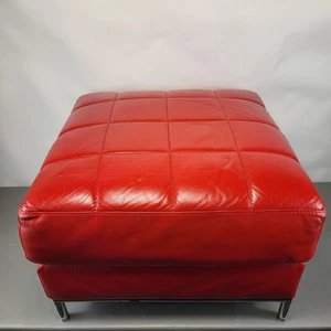 Roter Leder Fußhocker Deko Pouffe sehr weiche Chrombeine 59 x 59 cm quadratisch UK - Bild 1 von 21