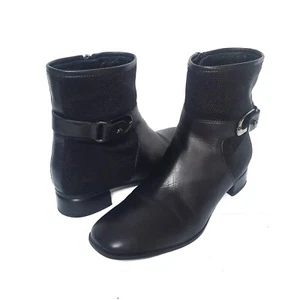 Aquatalia By Marvin K Women Leather Ankle Booties Size 7 Made In Italy Heel Chic - Picture 1 of 14