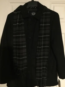 Dockers Men's Coat Black Size L Button-Zip Removable Scarf FREE SHIPPING📦NWT - Picture 1 of 8