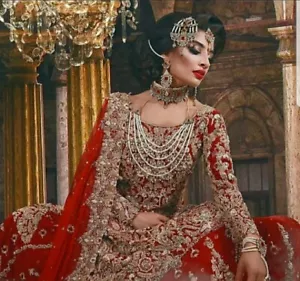 Juego completo de joyas nupciales Mala pendientes gargantilla indios paquistaníes Tikka - Imagen 1 de 2