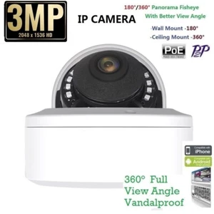 3.0 Megapixel Fisheye IP Camera 180/360 Degree Android + iOS Support XMEYE - Picture 1 of 7