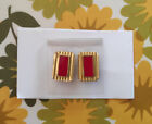 Boucles d'Oreilles clips  vintage metal doré et plastique rouge  Earrings 80's