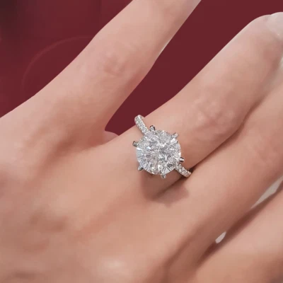 Engagement Ring IGI Lab Grown 3.50 Ct Round Cut Diamond 14k White Gold E F VS - Image 1 of 4