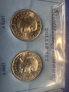 susan b anthony us dollar coins set of 2 1979 p 1980 p uncirculated fg rare p - Picture 1 of 22