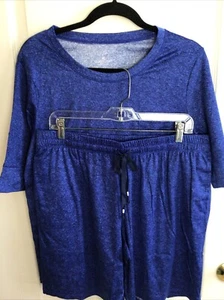 Cuddle Duds Navy Short Sleeve Two Piece Super Soft Stretch Lounge Set W Shorts L - Picture 1 of 5