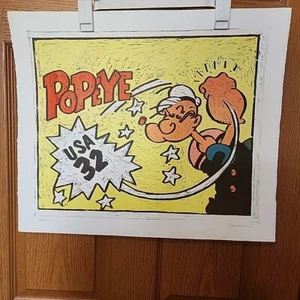 Popeye der Matrose Haupt Fingerhut Theater Kunst Größe 22" x 18,5" Comic Cartoon - Bild 1 von 10