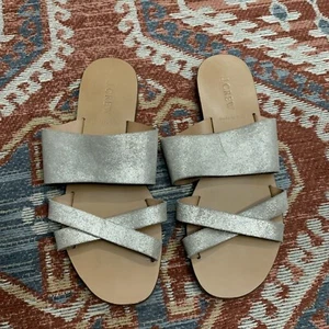 J Crew Sandals Flats Leather Made In Italy 8 - Picture 1 of 6