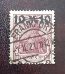 GERMANY Reich 1921 10M Overprint Mi 157I Scott 136 VF/XFX 2628 - Picture 1 of 2