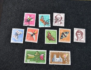 SWITZERLAND 10 STAMPS 1954=55 S B237-239+S B247-251+S 347 USED+MH - Picture 1 of 7