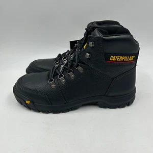 caterpillar mens 11.5M outline black leather round steel toe 5" lace up boots - Picture 1 of 8