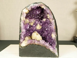 16 Lb. Purple Amethyst Cathedral Geode with Intact Calcite and Amethyst Flowers - Picture 1 of 10