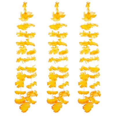 Paquete de 3 pétalos de flores hawaianas de 38" de tela Leis de fiesta de verano Luau de dos tonos Foto 1 de 2