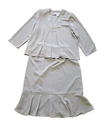 Hosanna Designs EE. UU. 2 piezas Chaqueta Falda Conjunto Mujer 2X Ligero Adornado Gris Foto 1 de 4