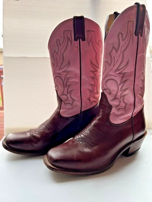 Boulet Women's Cowboy Boots, Size 8, Pink Chestnut Brown, Square Toe Model #4120 - Image 1 of 4