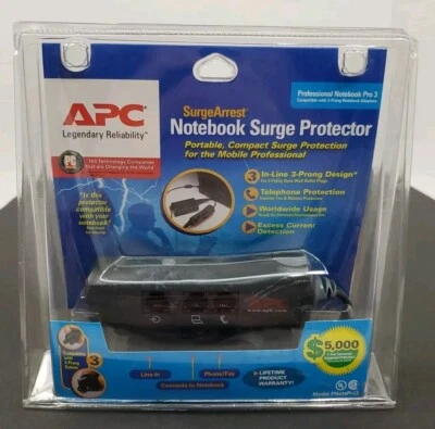 APC Notebook Laptop Power Surge Protector PNOTE PRO3 Mobile In-line 3 Prong New - Image 1 of 2