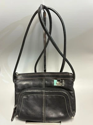 Tignanello Cartera de Cuero Guijarro Negra Pequeña Bandolera Bolso de Hombro Multi Bolsillo Foto 1 de 4