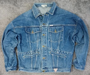 Vintage Guess Georges Marciano Denim Jacket Large Bomber Blue Made in USA - Picture 1 of 15