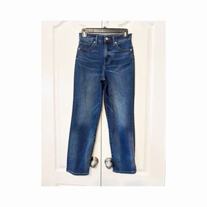 Express Jeans Damen Straight Ankle High Rise Jeans Gr. 0 Regular Dark Wash - Bild 1 von 17