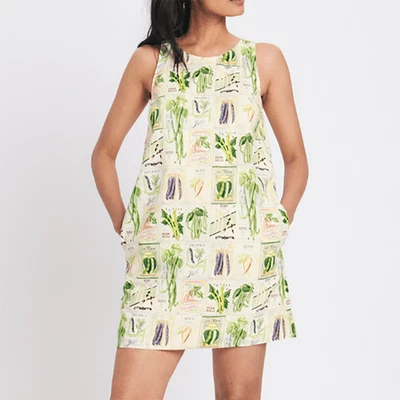 Vestido Rachel Antonoff Frijoles Jardín Semillas Paquete Lola Cambio Verde Algodón L Foto 1 de 4