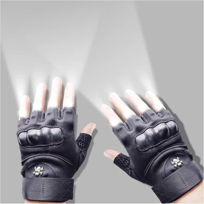 LED Flashlight Gloves, Half Finger Lighted Gloves Gifts for Men Women, Flashligh - Image 1 of 4