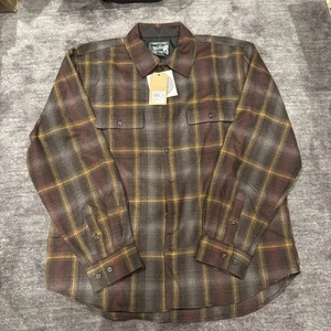 Camicia uomo Woolrich flanella L Bering lana a quadri doppie tasche con bottoni nuova con etichetta - Foto 1 di 5